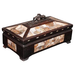 Caja de guantes antigua, Oriental, Cofre decorativo con incrustaciones, Dinastía Qing, Eduardiana