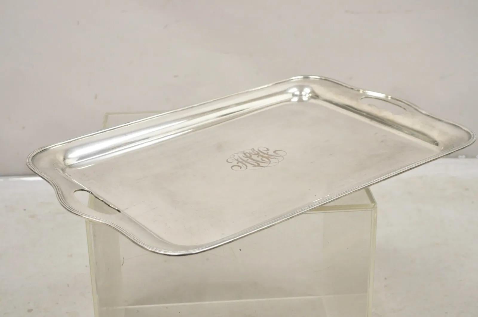 Antique GM Co English Edwardian Silver Plated Twin Handle Serving Platter Tray en vente 5