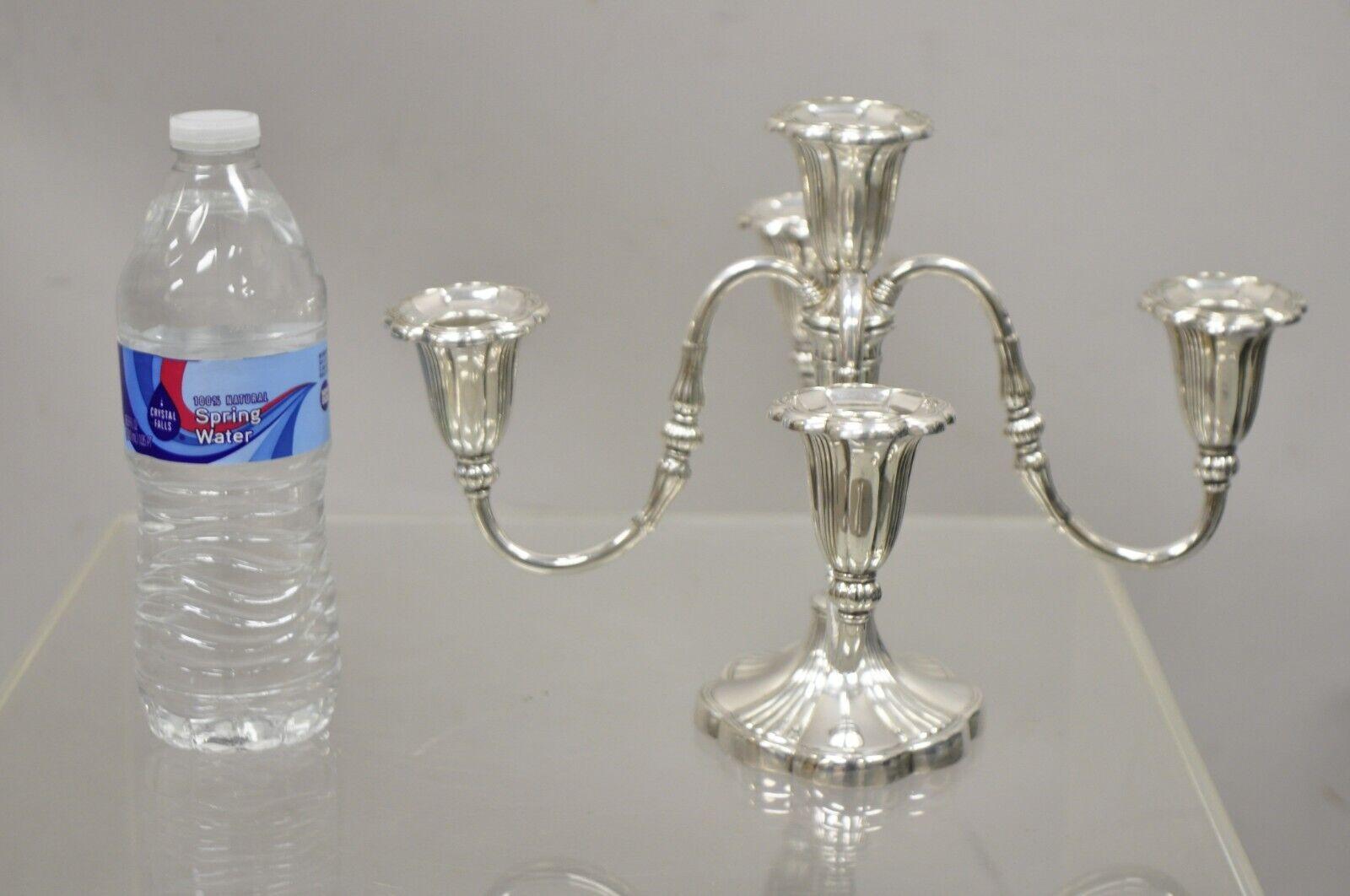 Antique GM Co. English Victorian Silver Plate 4 Arm 5 Candle Candelabra, Pair 1