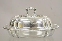 Antique GM Co Victorian Silver Plated Covered Vegetable Dish Serving Platter