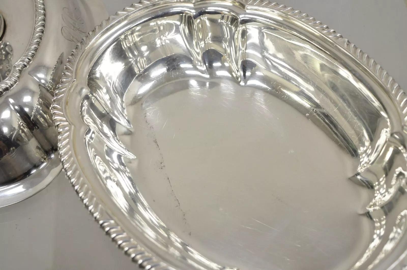 Antike GM Co viktorianischen Silber plattiert abgedeckt Gemüseplatte servieren Platte (Versilberung) im Angebot