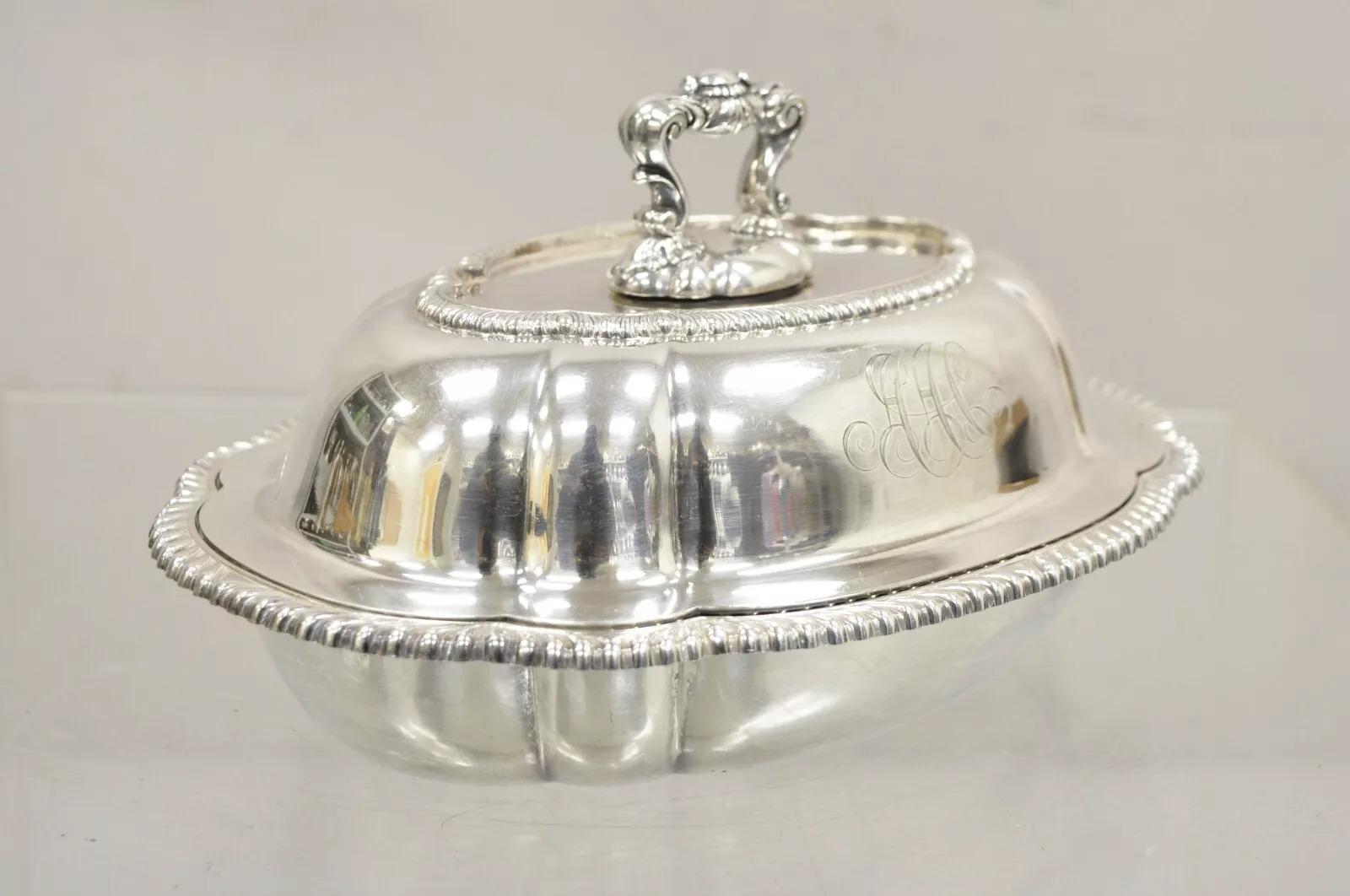 Antike GM Co viktorianischen Silber plattiert abgedeckt Gemüseplatte servieren Platte im Angebot 2