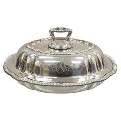 Antique GM Co Victorian Silver Plated Covered Vegetable Dish Serving Platter