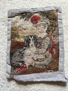 Antique Gobelin Pillow Featuring 18th-Century Tapestry Fragment