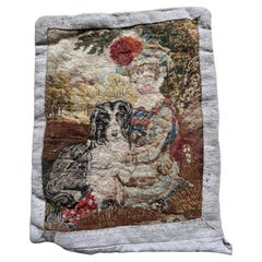 Antique Gobelin Pillow Featuring 18th-Century Tapestry Fragment