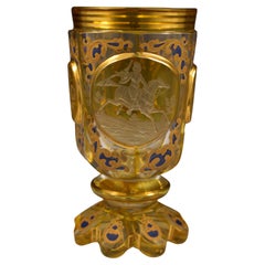Antique Goblet 19-20th Century, Cut, Engraved and Painted 'Mamluk'