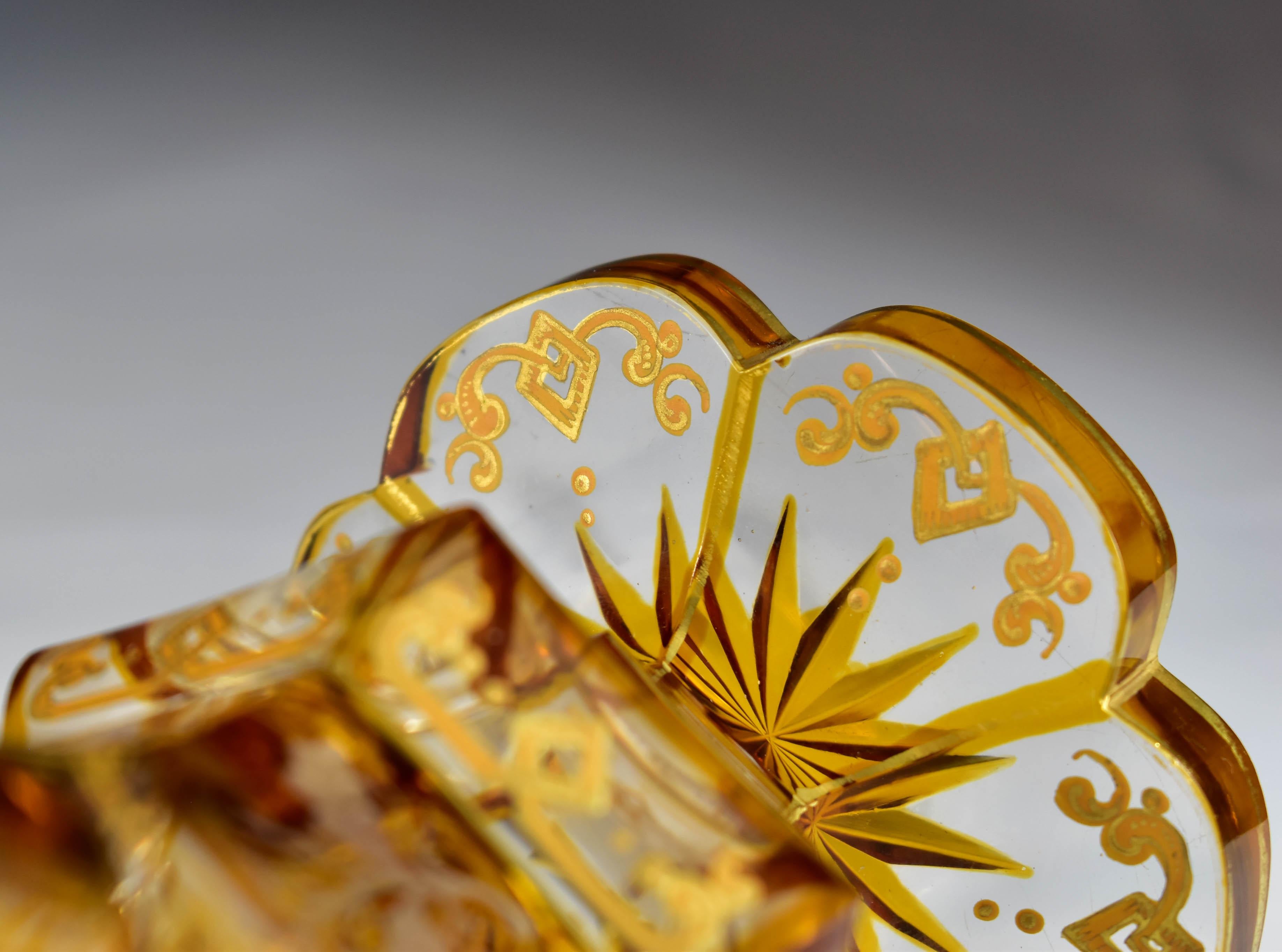 Antique Goblet - Amber Lazure - Hunting motifs – Bohemian Glass 19th century 11