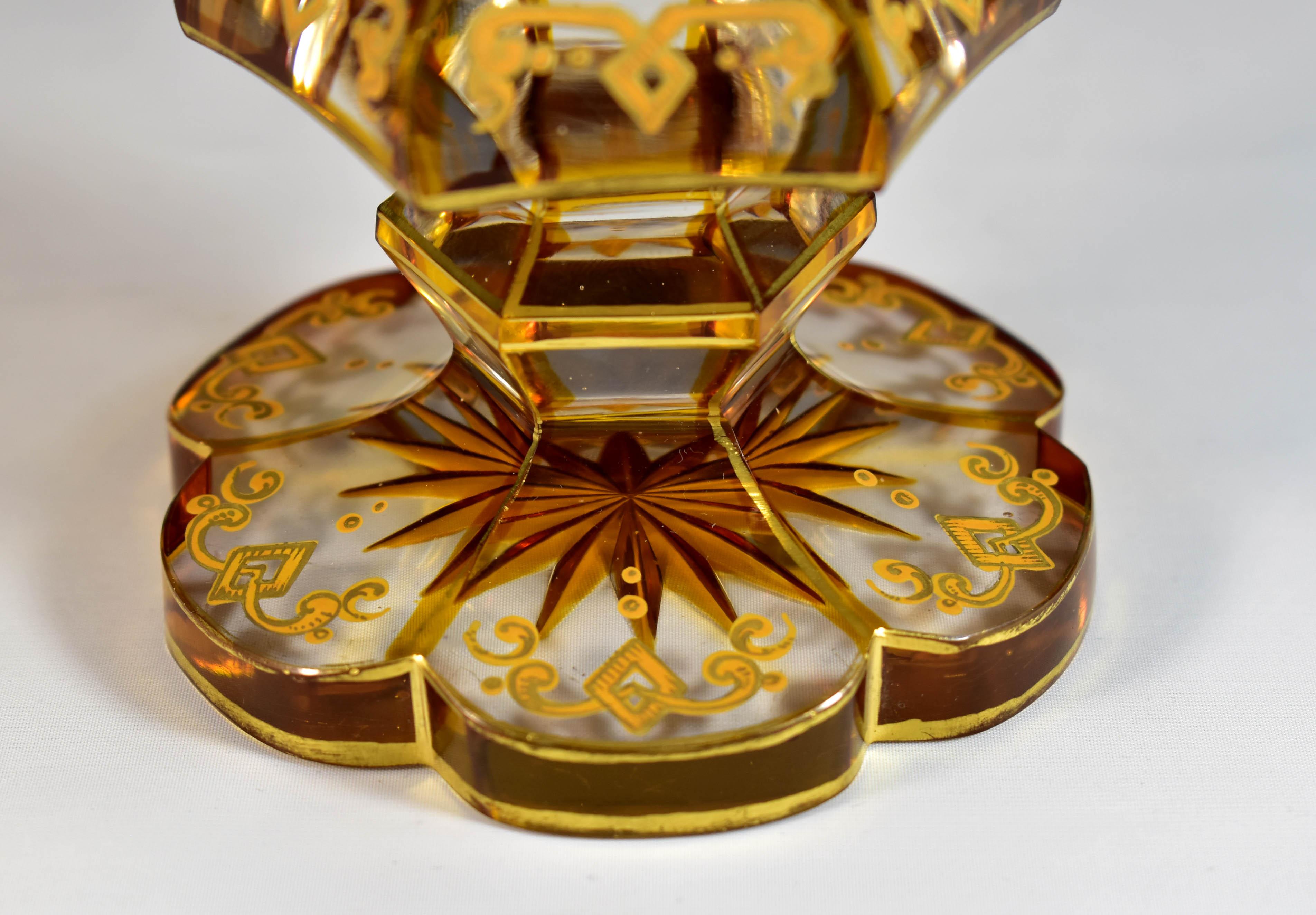 Antique Goblet - Amber Lazure - Hunting motifs – Bohemian Glass 19th century 12
