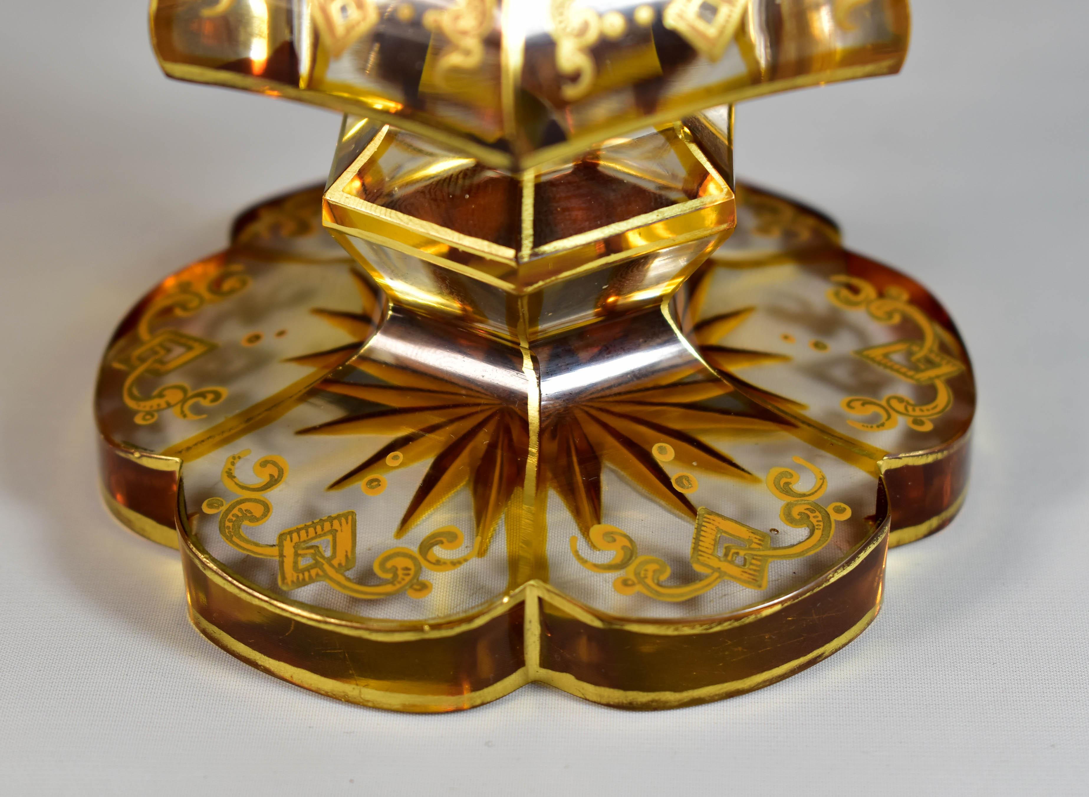 Antique Goblet - Amber Lazure - Hunting motifs – Bohemian Glass 19th century 13