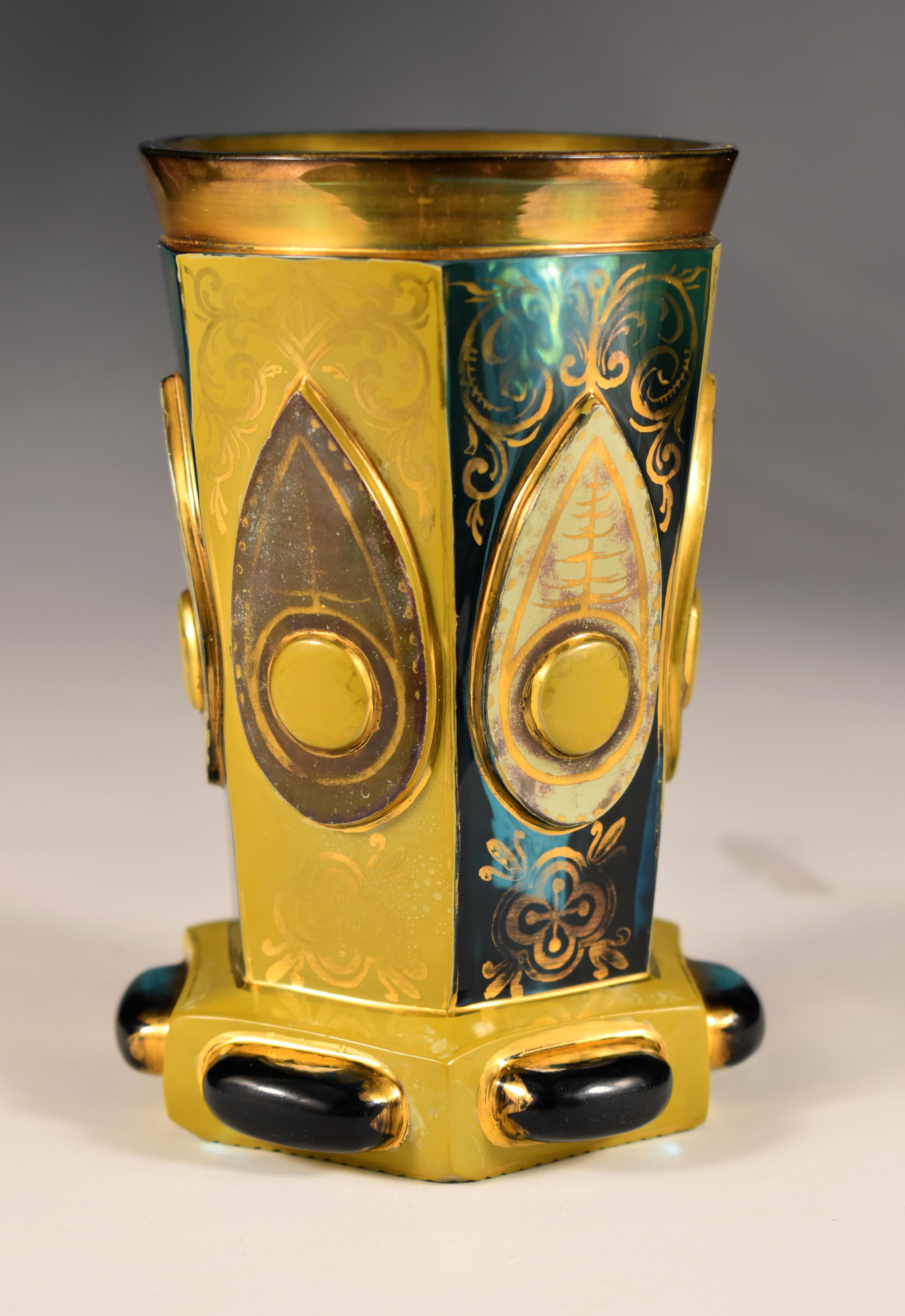 Biedermeier Antique Goblet Lithyalin Egermann 19-20 century Bohemian Glass For Sale