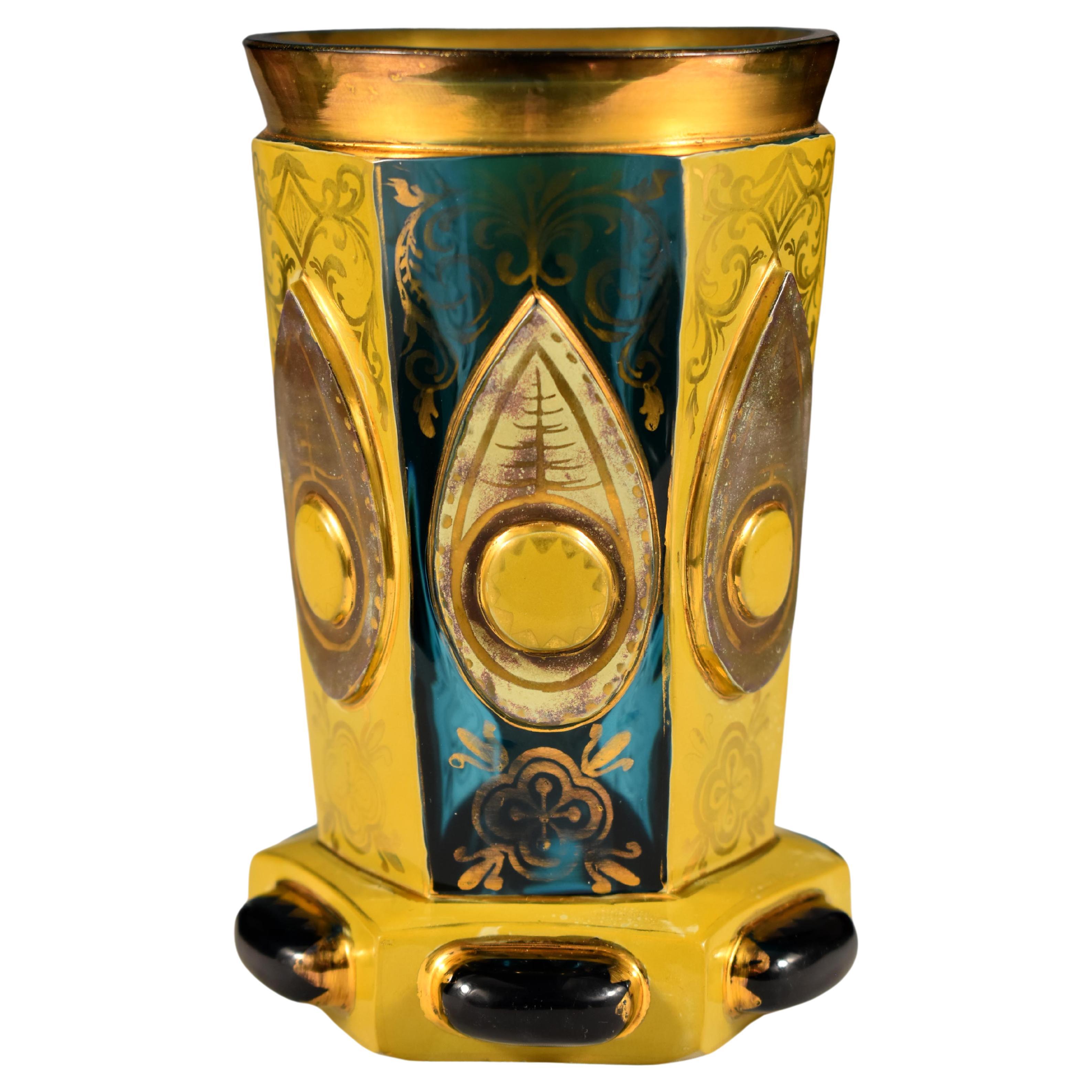 Antique Goblet Lithyalin Egermann 19-20 century Bohemian Glass For Sale