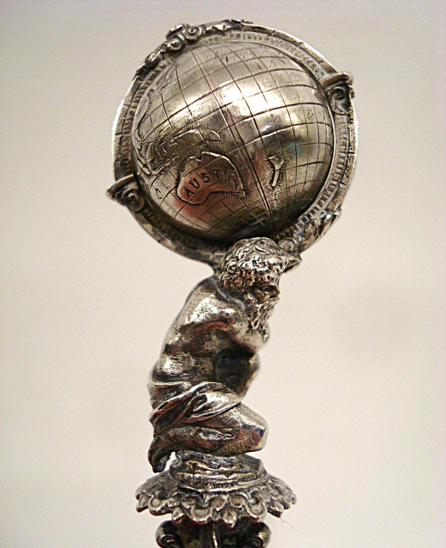 Antike Gott Atlas Sterling Silber Figural Wachs Siegel Stamper. Deutsch 19-Jahrhundert. im Angebot 2