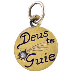 Antique God Bless You Gold Charm