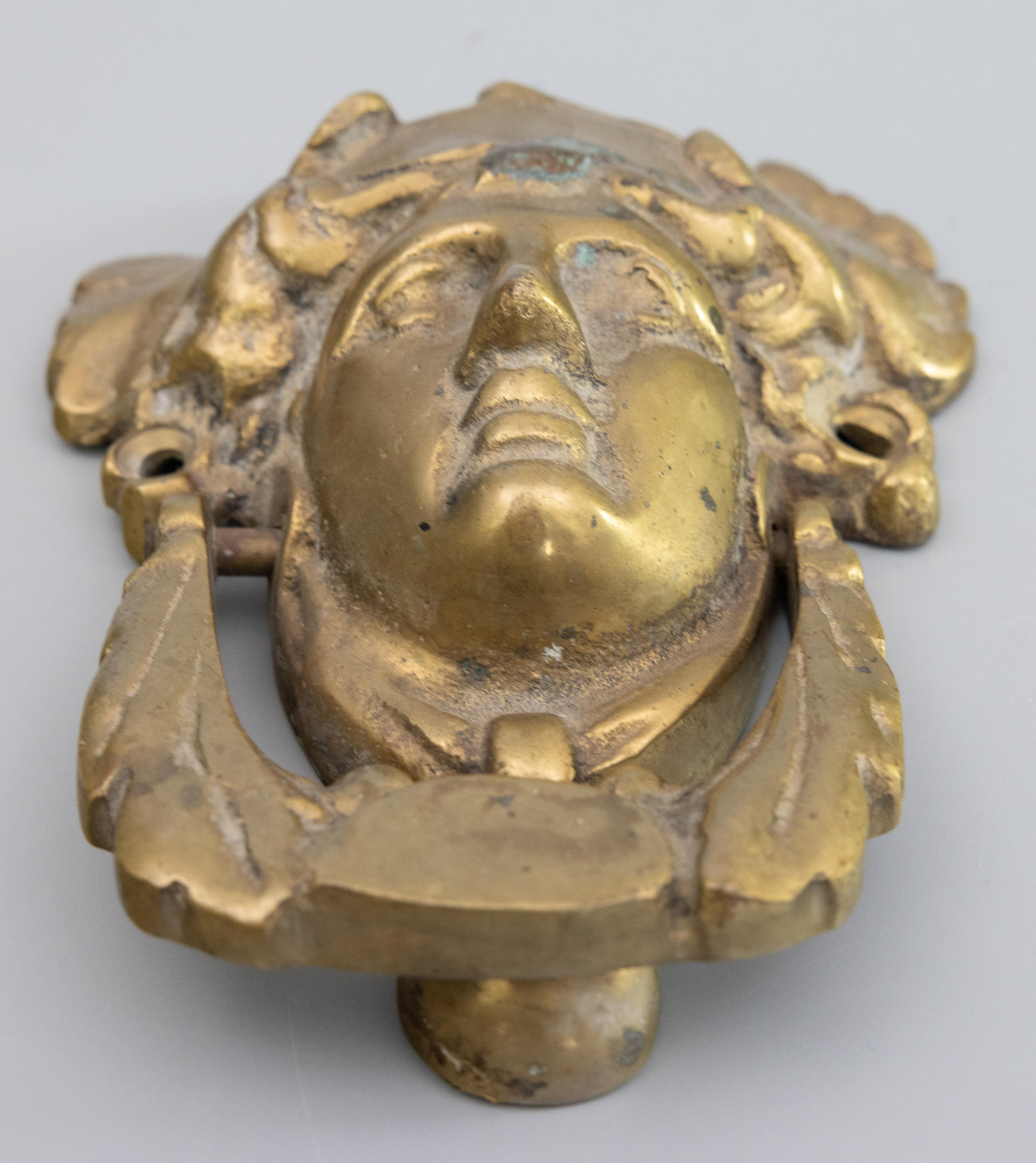 English Antique Goddess Athena Brass Door Knocker