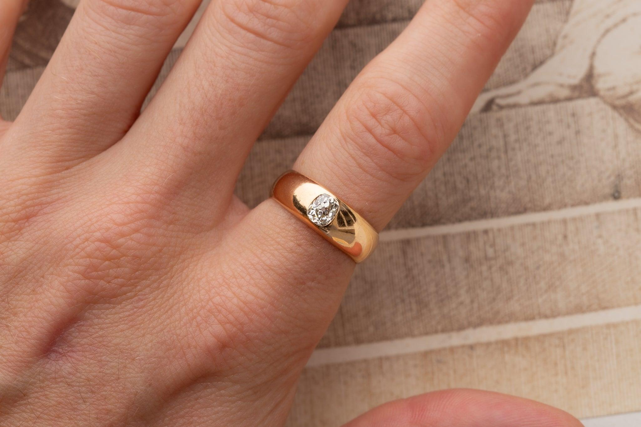 Anillo de compromiso de diamantes de oro antiguo de 0,5 ct Solitario de corte antiguo de la era eduardiana 8