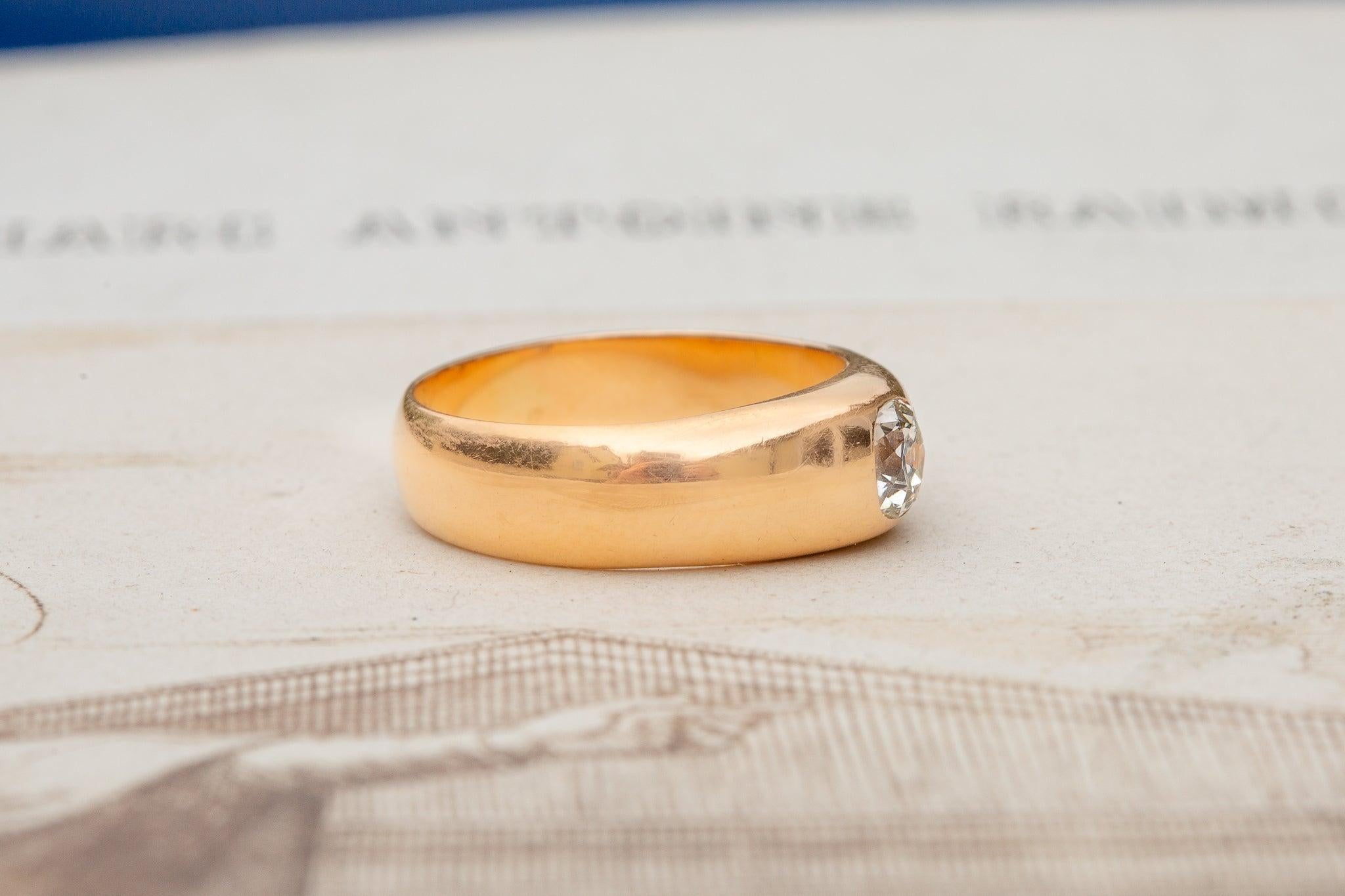 Anillo de compromiso de diamantes de oro antiguo de 0,5 ct Solitario de corte antiguo de la era eduardiana Eduardiano