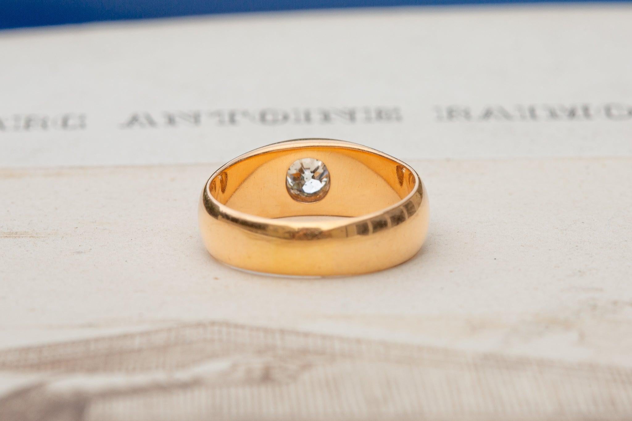 Anillo de compromiso de diamantes de oro antiguo de 0,5 ct Solitario de corte antiguo de la era eduardiana Corte europeo antiguo