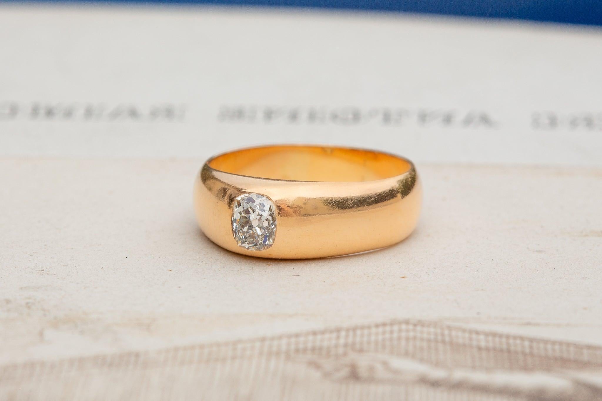 Anillo de compromiso de diamantes de oro antiguo de 0,5 ct Solitario de corte antiguo de la era eduardiana en Bueno Estado en London, GB