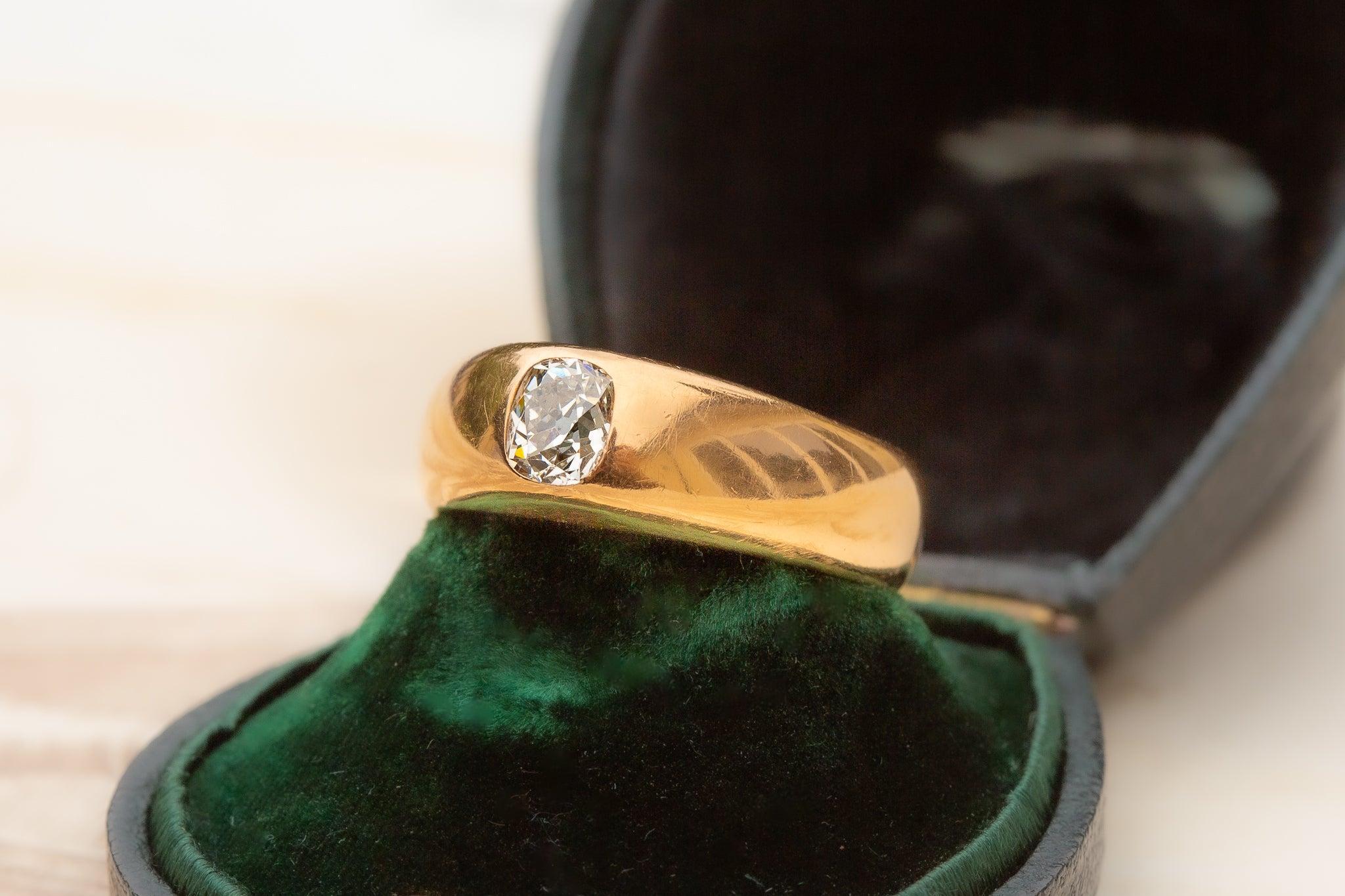 Anillo de compromiso de diamantes de oro antiguo de 0,5 ct Solitario de corte antiguo de la era eduardiana 1