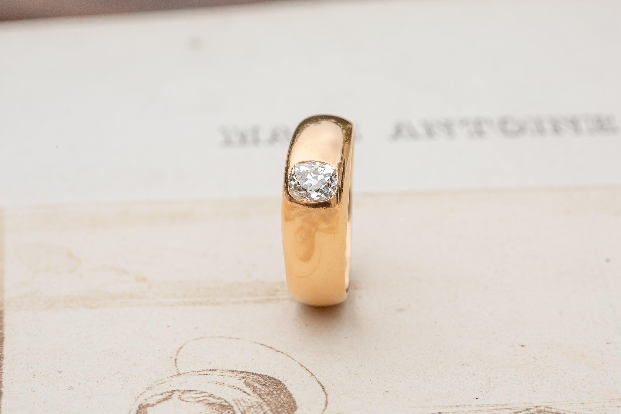 Anillo de compromiso de diamantes de oro antiguo de 0,5 ct Solitario de corte antiguo de la era eduardiana 2