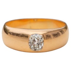 Anillo de compromiso de diamantes de oro antiguo de 0,5 ct Solitario de corte antiguo de la era eduardiana