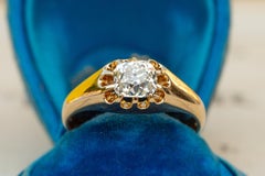 Antique Gold 1ct Diamond Solitaire Vintage Engagement Ring Old Cut Vienna
