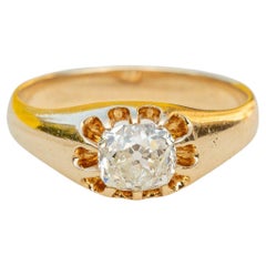 Antique Gold 1ct Diamond Solitaire Vintage Engagement Ring Old Cut Vienna