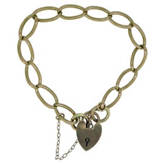 Antique Gold Albert Bracelet with Heart Shaped Padlock, Birmingham 1908