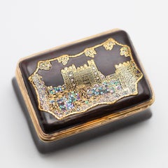 Antike Gold und Abalone Shell Inlay Achat Schnupftabakdose