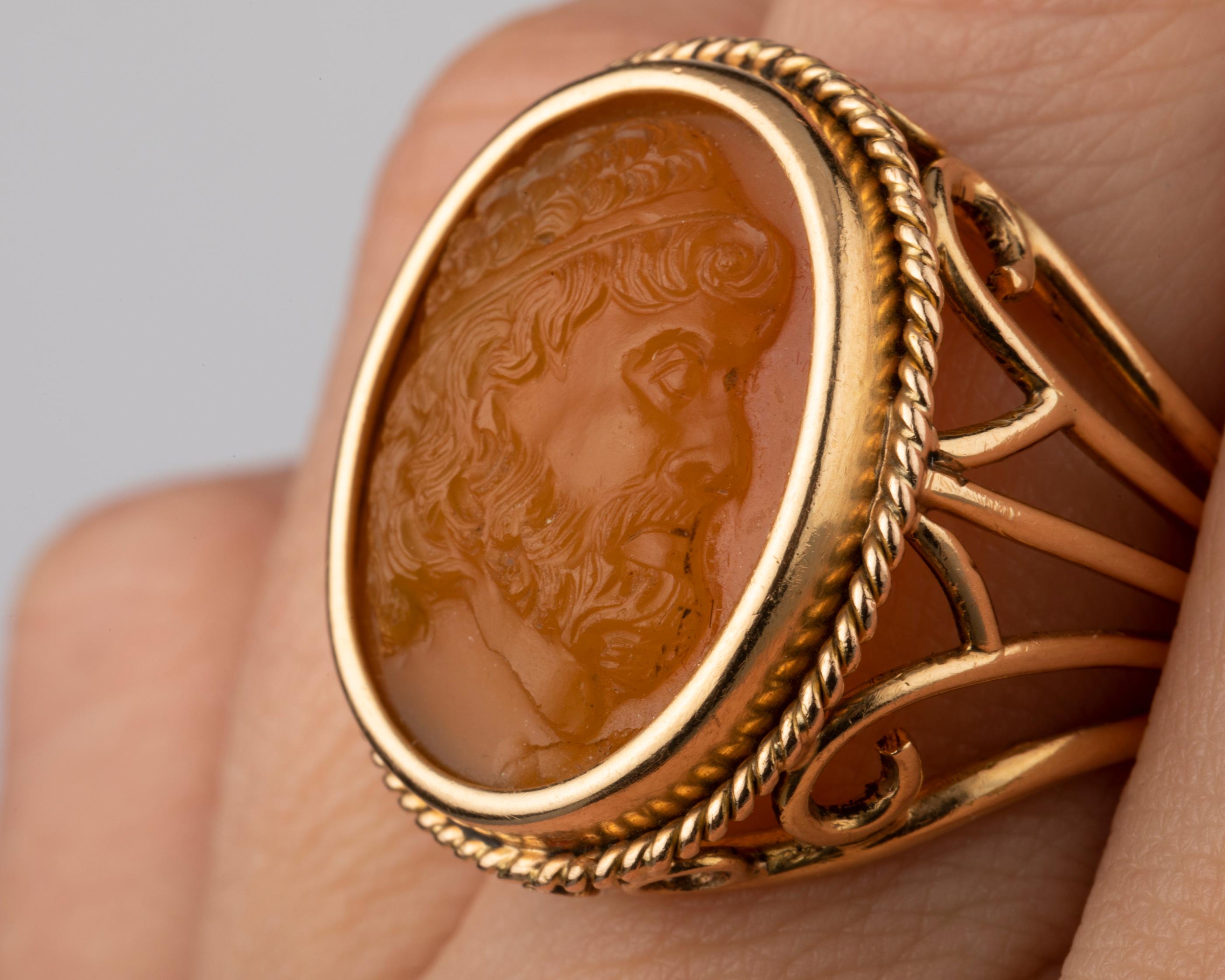 brown cameo ring