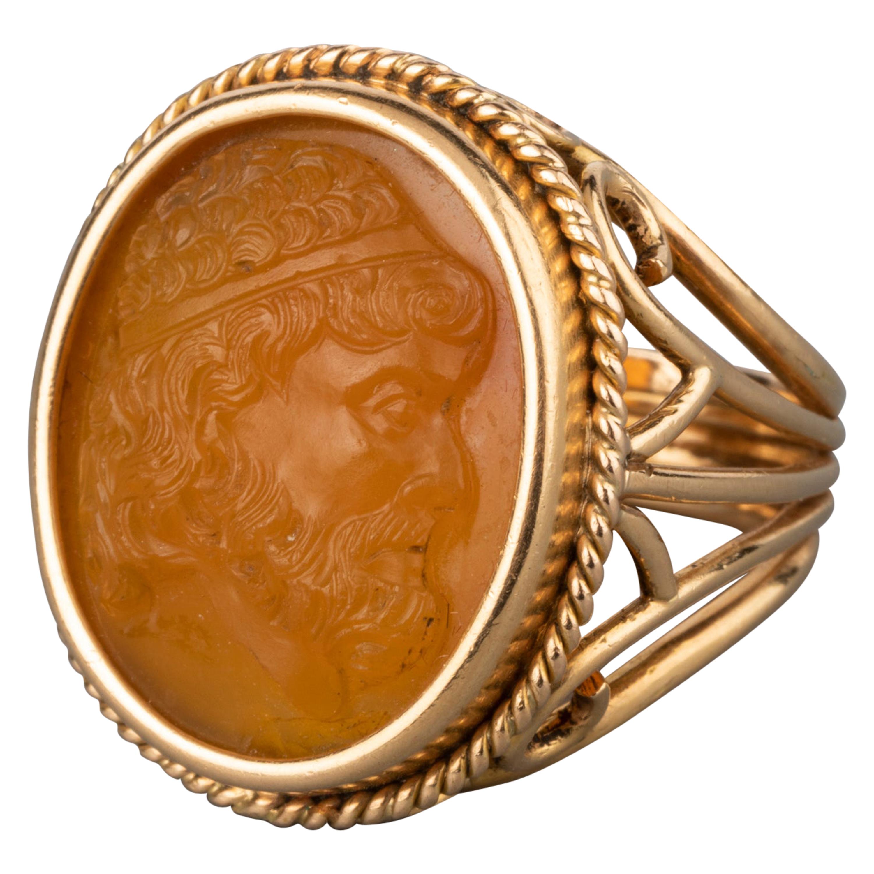 Antique Gold and Agate Cameo Ring
