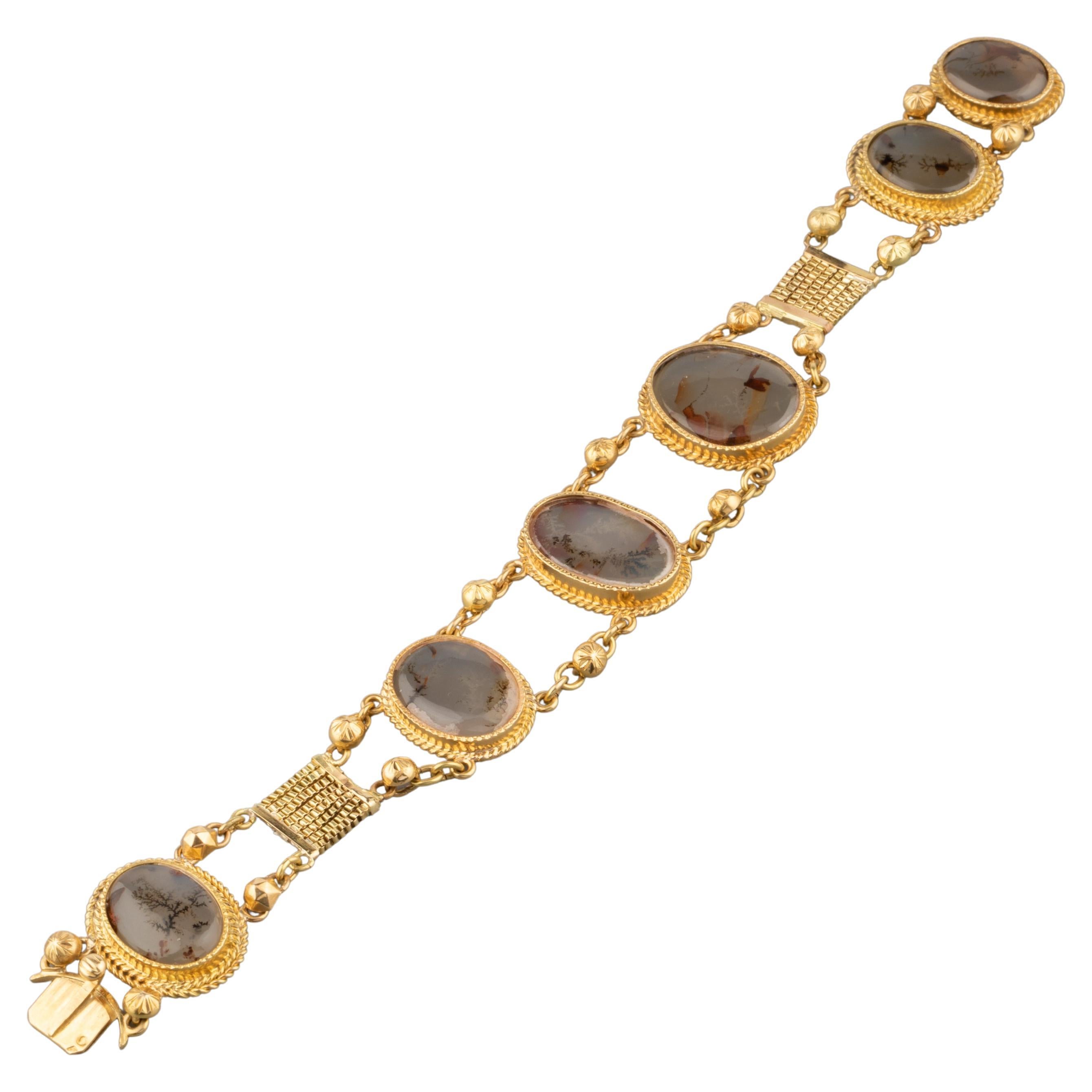 Antique Gold and Agate French Bracelet For Sale