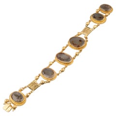 Antique Gold and Agate French Bracelet