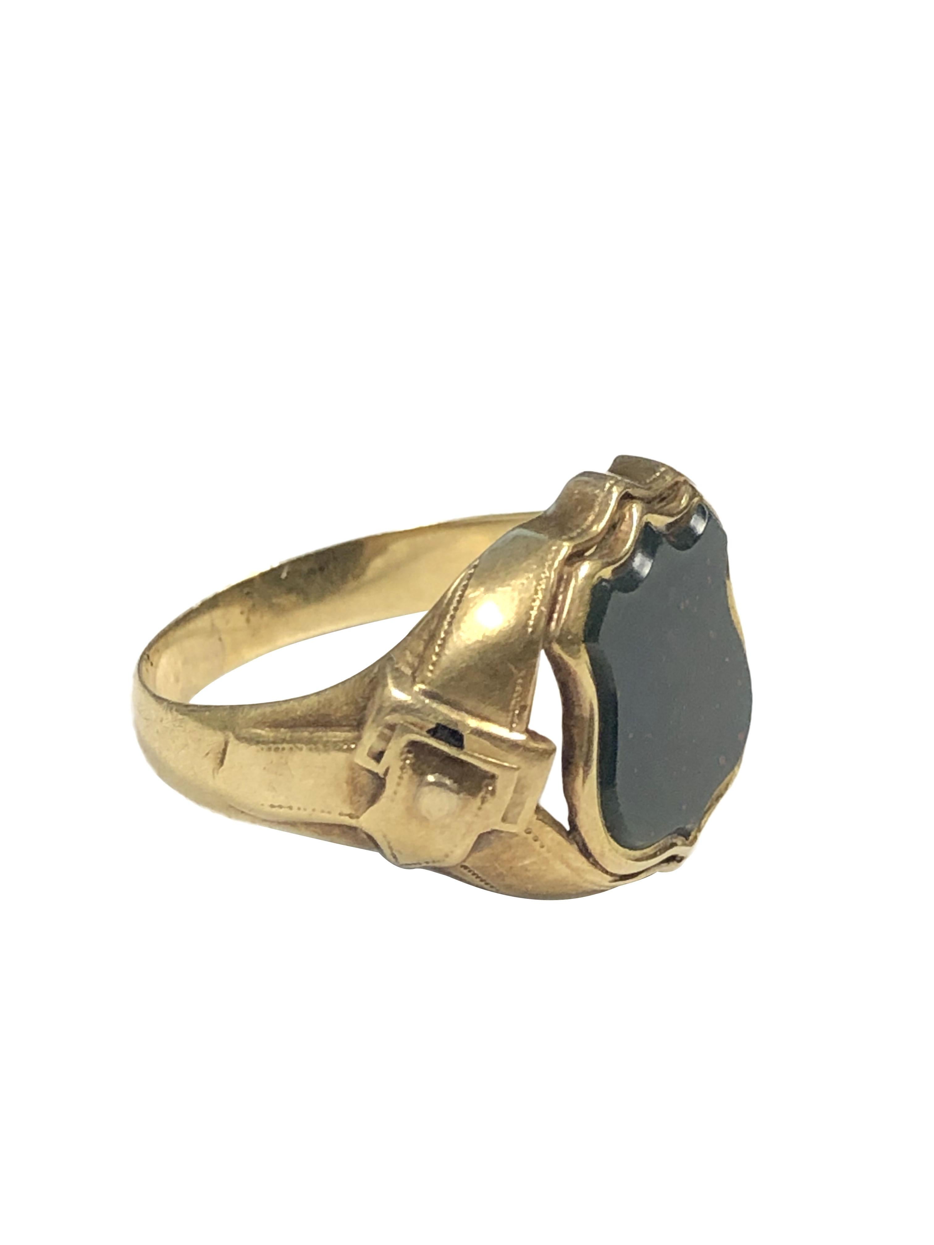 Edwardian Antique Gold and Blood Stone Signet Ring For Sale