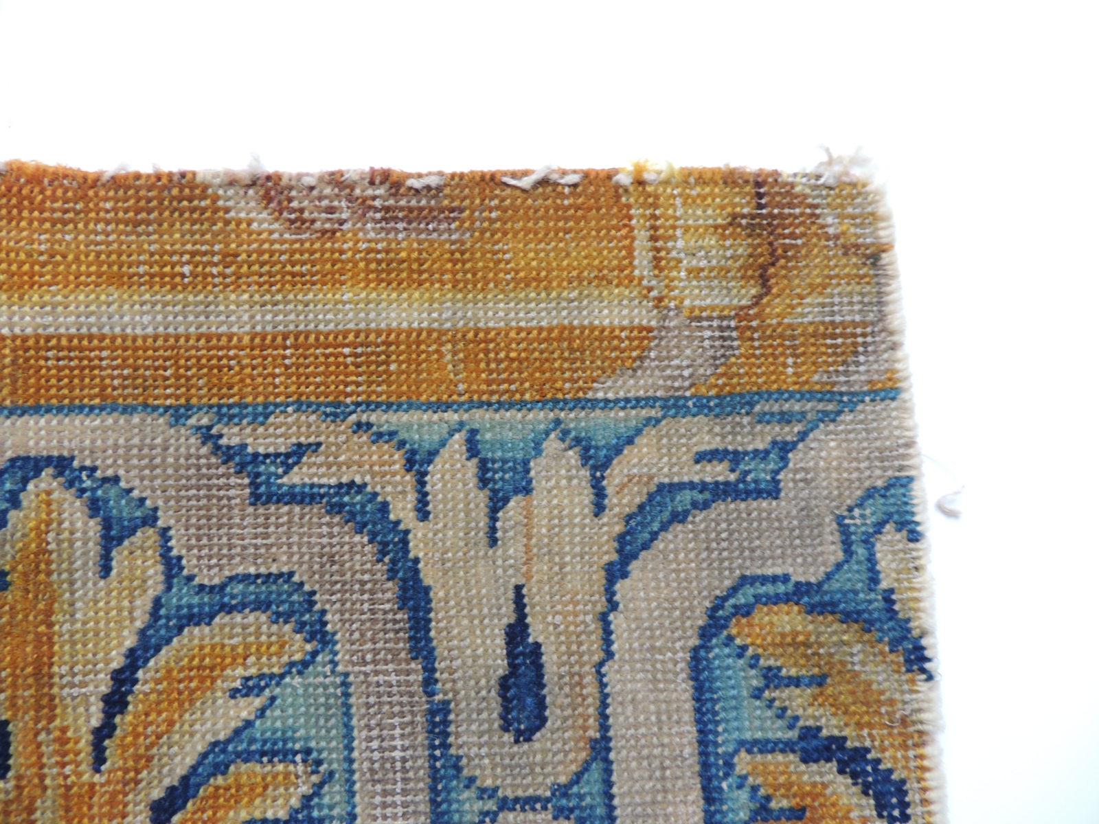 Baroque Revival Antique Gold and Blue Savonnerie Rug Fragment