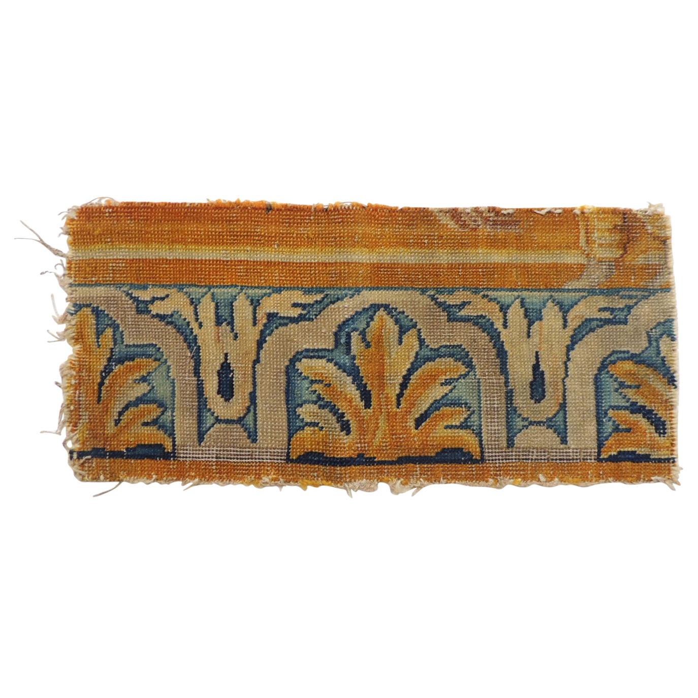 Antique Gold and Blue Savonnerie Rug Fragment