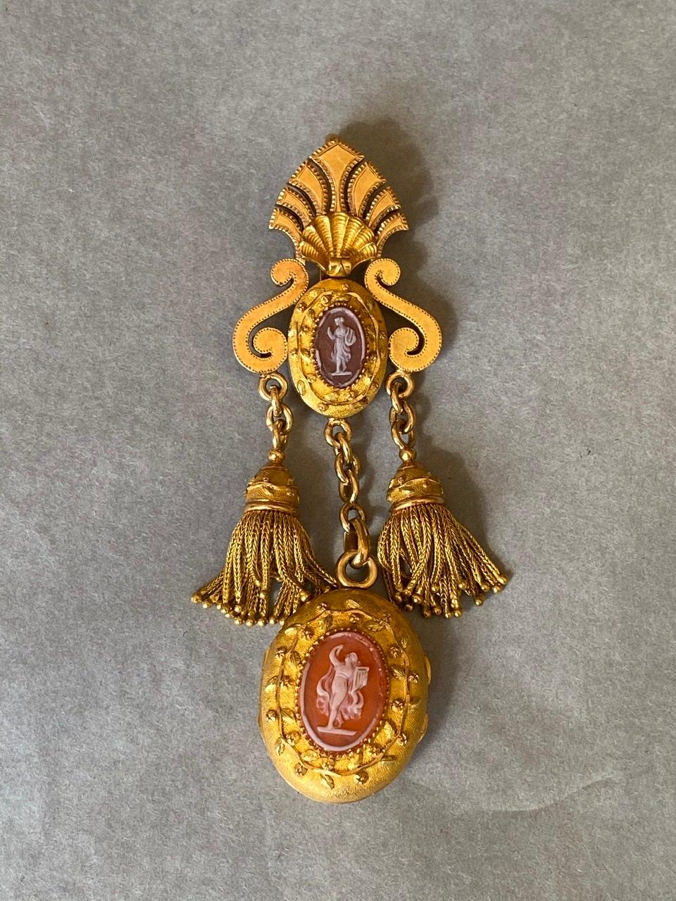 Napoleon III Antique Gold and Cameo French Locket Pendant