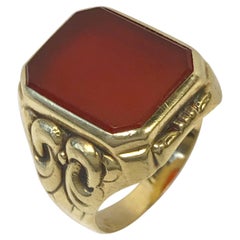 Antique Gold and Carnelian Edwardian Signet Ring 