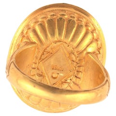 Antique Gold and Carnelian Intaglio Owl Ring