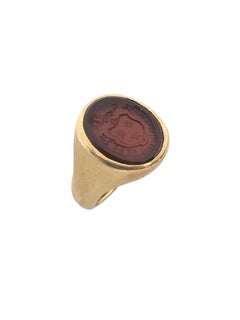 Antique Gold and Carnelian Intaglio Signet Ring