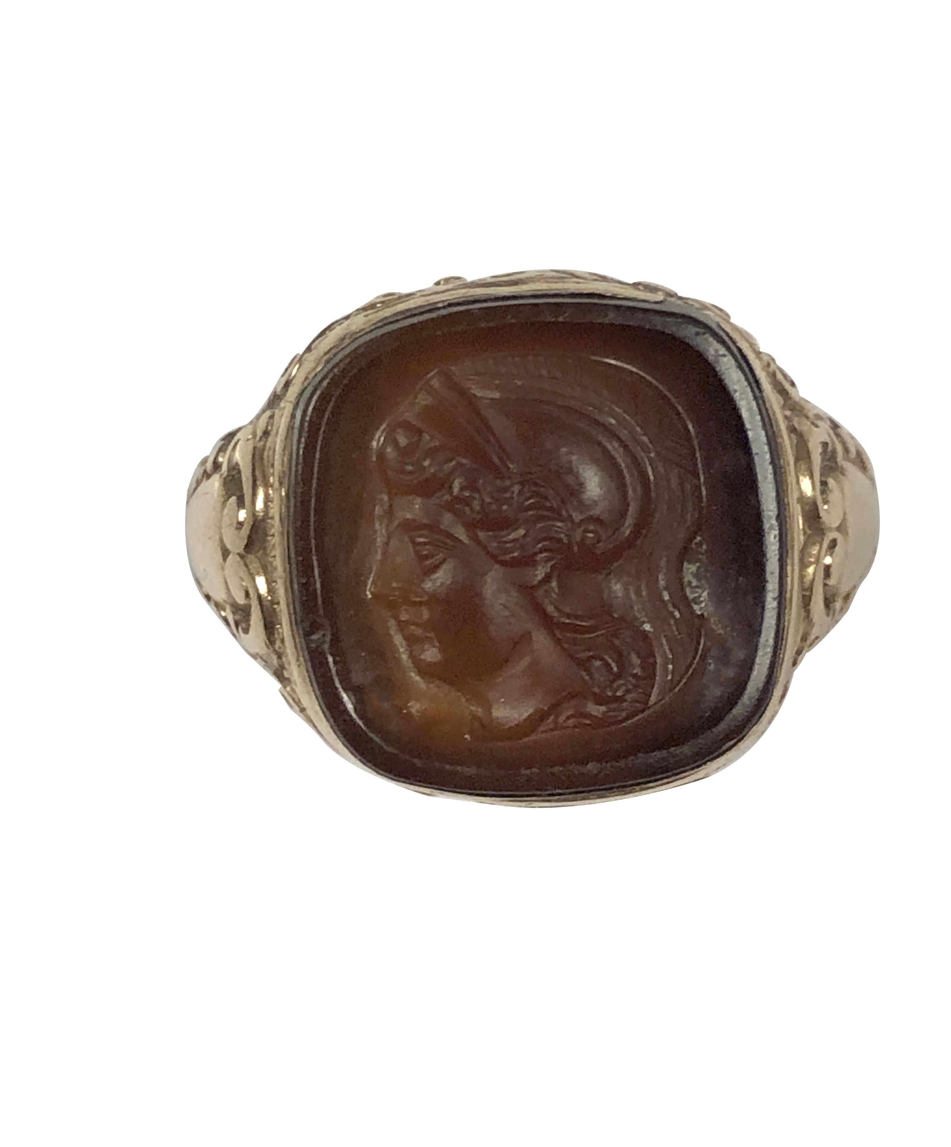 Edwardian Antique Gold and Carnelian Intaglio Signet Ring For Sale