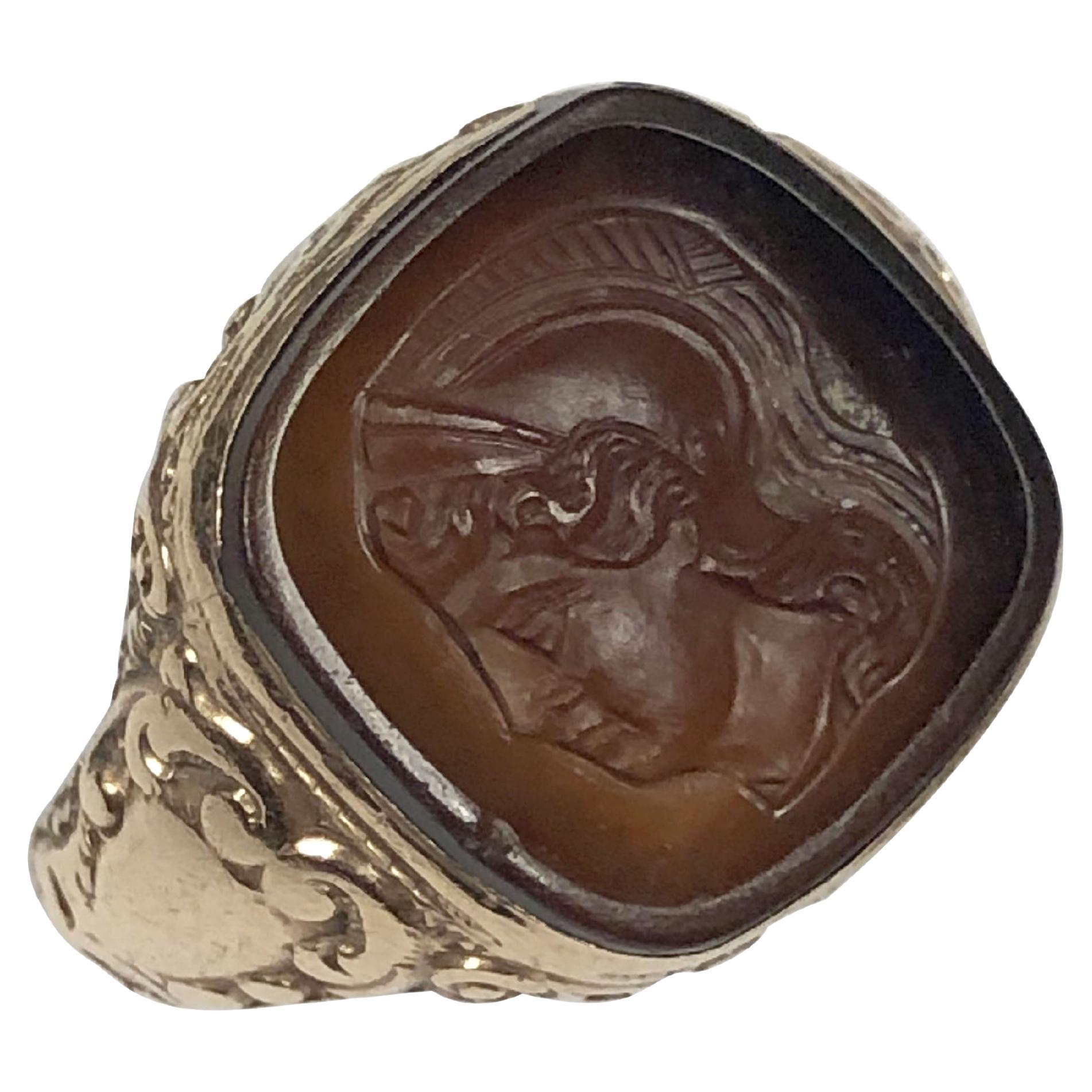 Antique Gold and Carnelian Intaglio Signet Ring For Sale