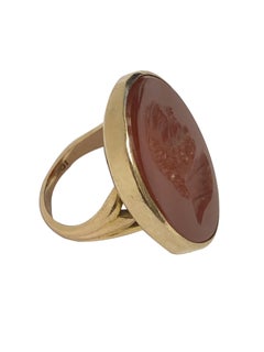Antique Gold and carved Carnelian Stone Intaglio Ring