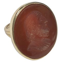 Antique Gold and carved Carnelian Stone Intaglio Ring