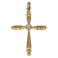 Antique Gold and Diamond Crucifix Pendant, 1940s