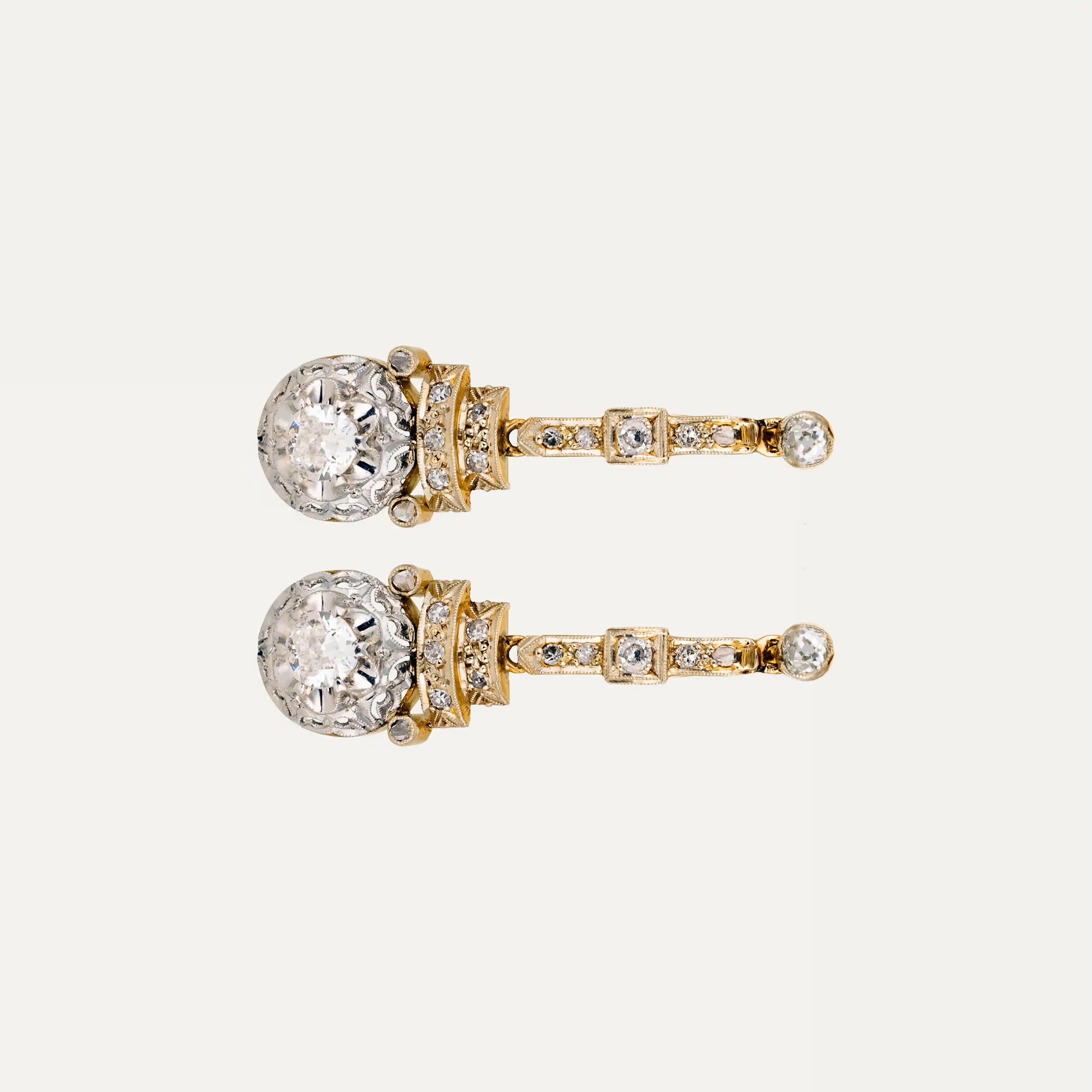 Antique Gold and Diamond Earrings In Good Condition For Sale In Lisboa, PT