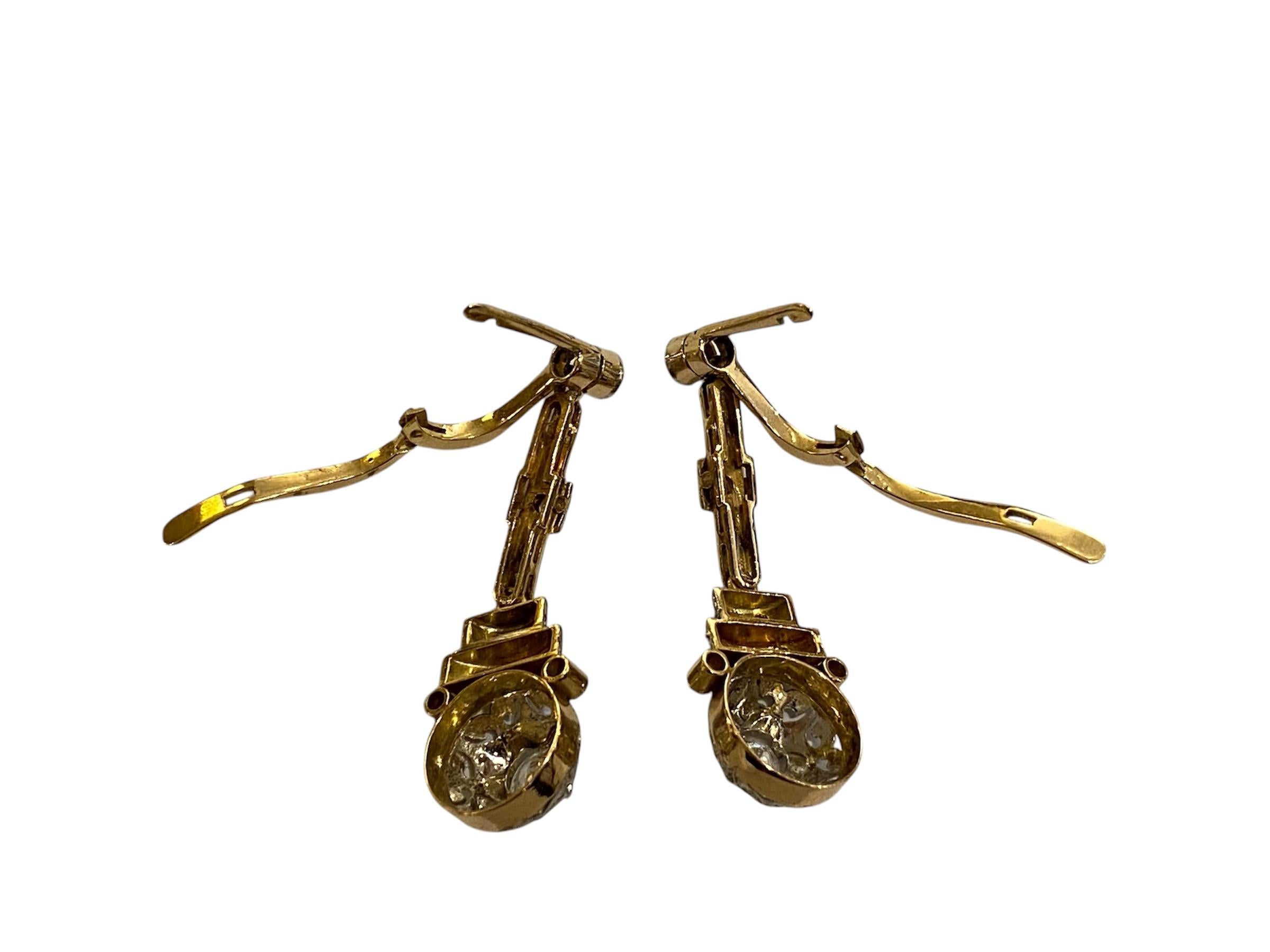 Antique Gold and Diamond Earrings For Sale 1