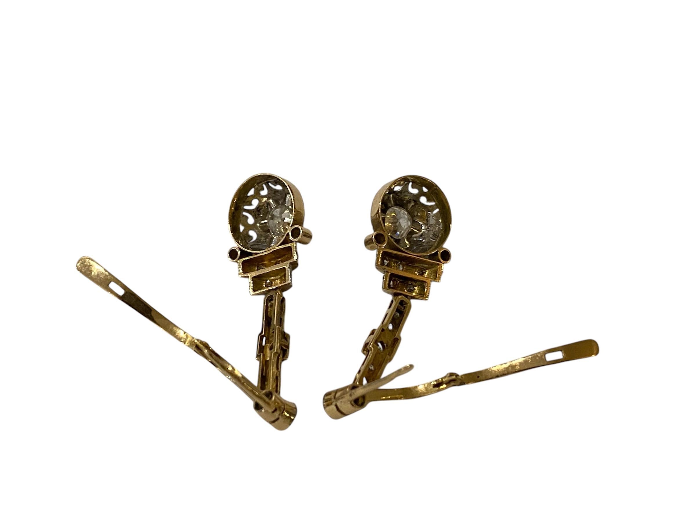 Antique Gold and Diamond Earrings For Sale 2