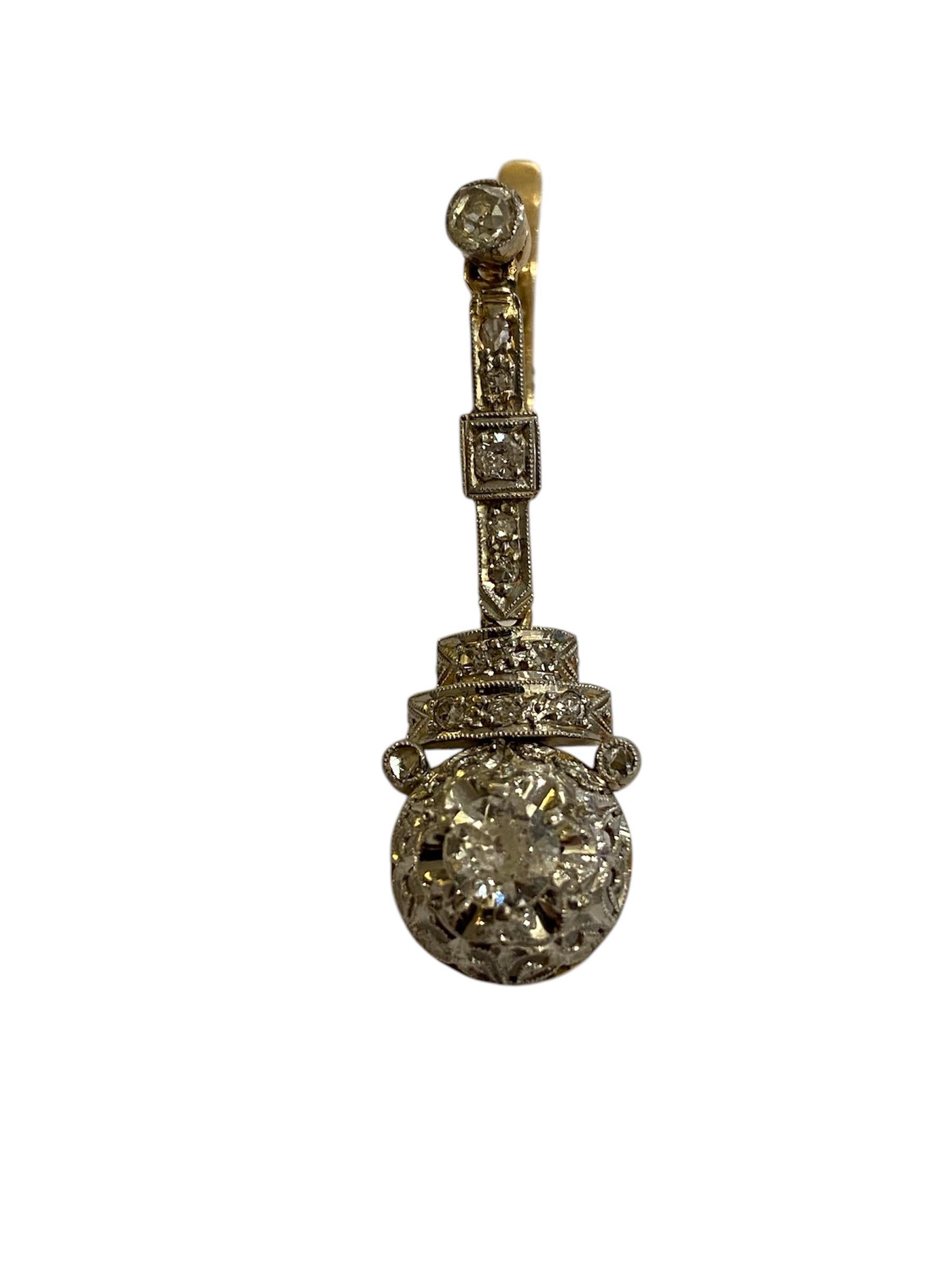 Antique Gold and Diamond Earrings For Sale 3