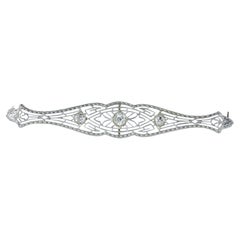 Antique Gold and Diamond Filigree Bar Pin, American, c. 1920.